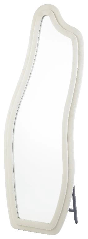 Specchio da Arredo con Cornice in Velluto Onda Beige 160 x 55 cm