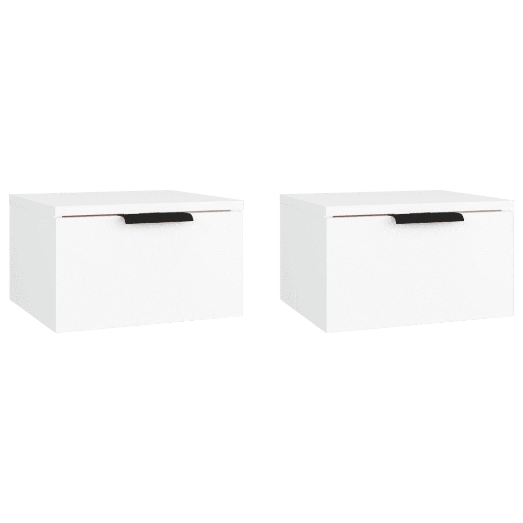 Set di 2 Comodini | Armadio da Notte | Mobiletto da notte a Muro Bianchi 34x30x20 cm