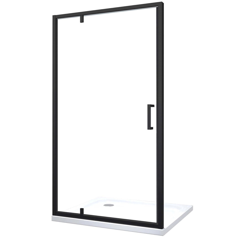 Porta Doccia Battente Roto-Traslante Con Perni Asimmetrici Telaio Nero Opaco Reversibile Cm 66-69 H 200