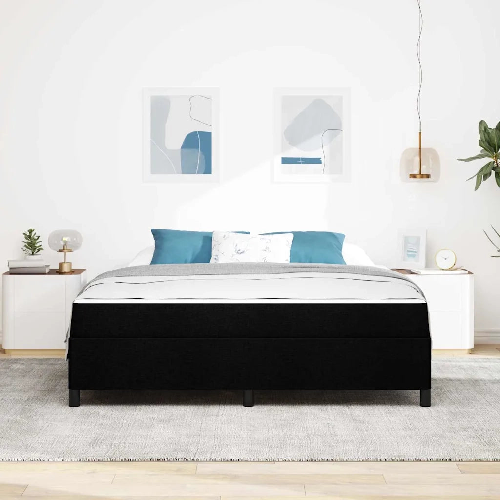 Letto a molle Nero 180 x 200 cm Tessuto