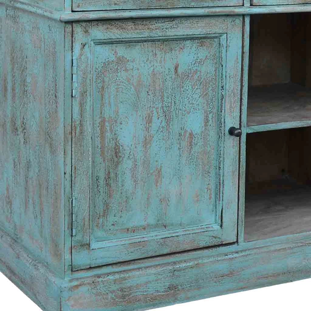 Credenza in legno blu 129x45x106
