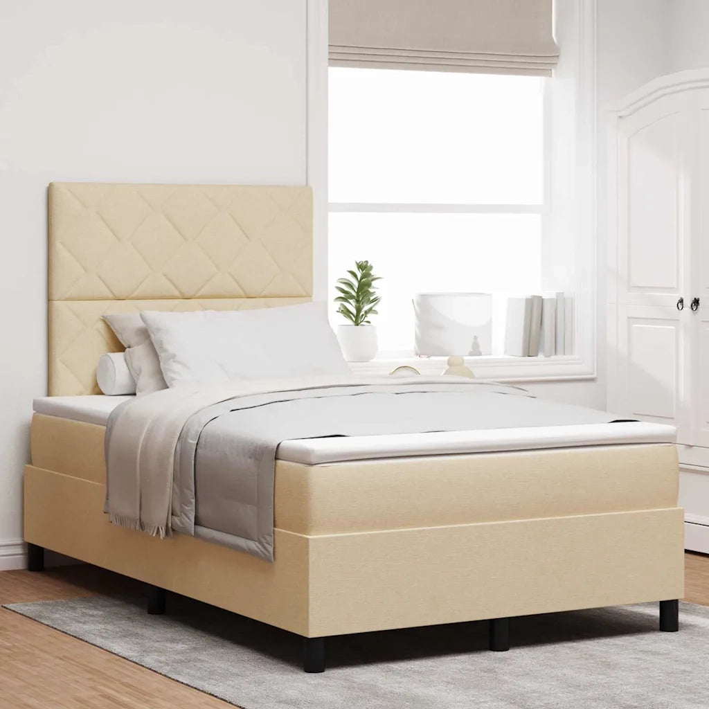Letto a molle con materasso Crema 120 x 200 cm Tessuto 3339460
