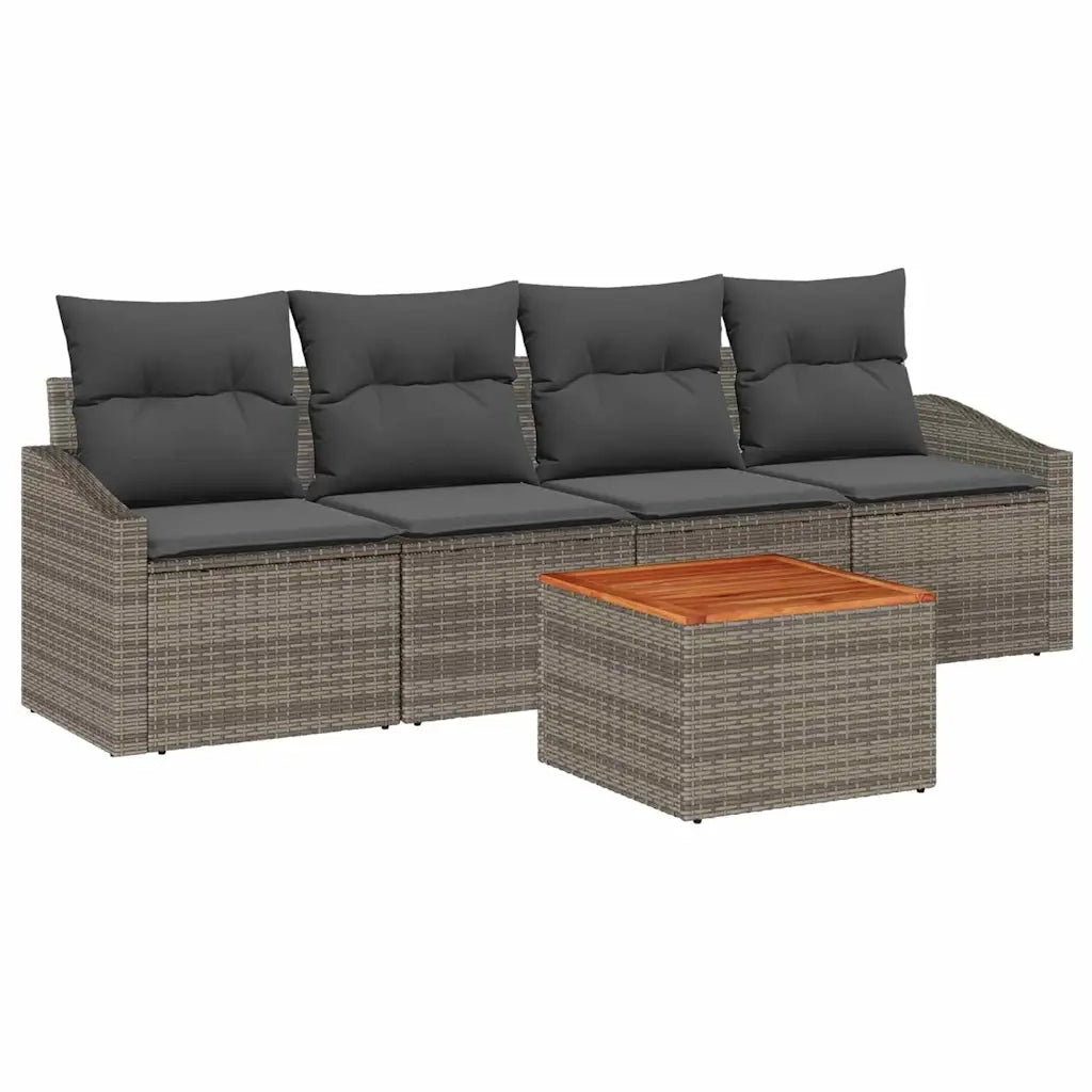 Set Divano da Giardino 5 pcs Grigio polyrattan 3356431