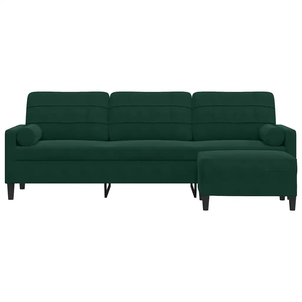 Divano a 3 Posti con Poggiapiedi Verde scuro 210cm in Velluto 3278279