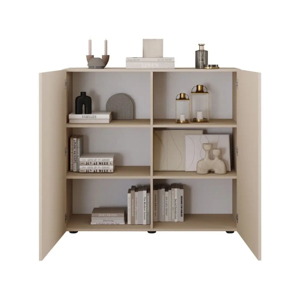 Buffet alto SCENA – L121 x H111 x P42 cm – 2 porte – Colore Cachemire