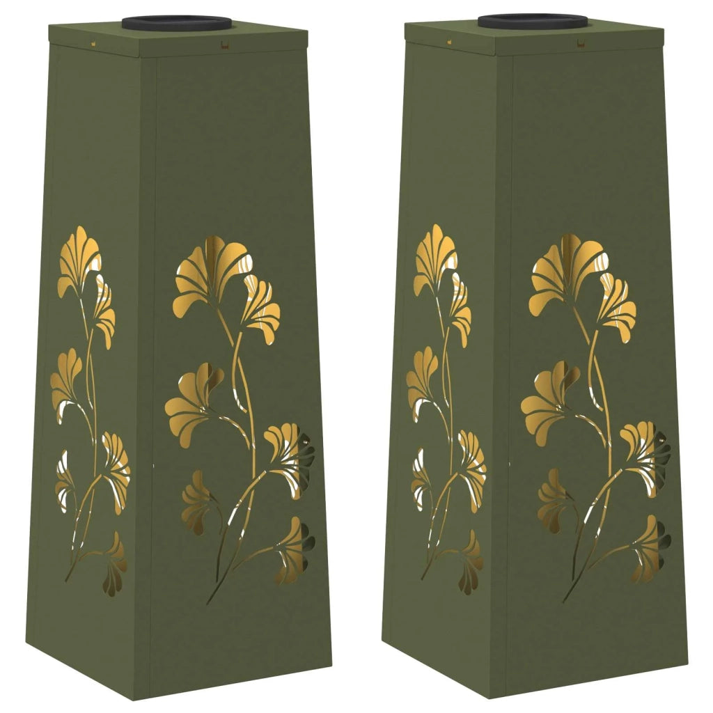 Faro LED solare per sentieri 2 pcs Verde oliva 879754