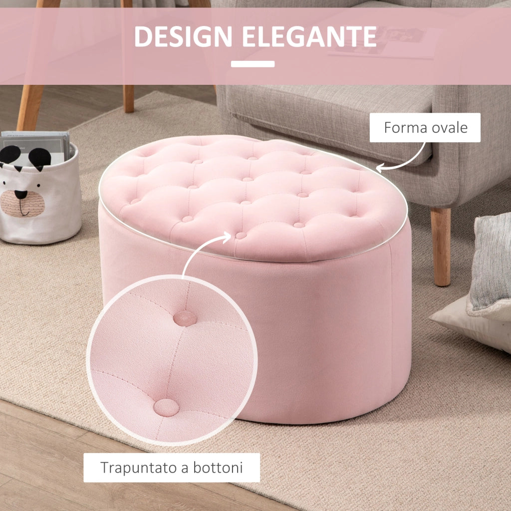 Pouf Contenitore Imbottito in Velluto ¨C Zephmum ¨C Rosa