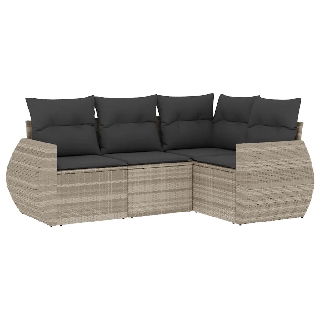 Set Divano da Giardino 4pz con Cuscini Grigio Chiaro Polyrattan 3221311