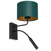 Applique Arden Luminex nera con paralume verde oro E27+G9