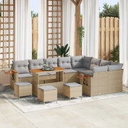Set Divano da Giardino con cuscino 13 pcs Beige e Grigio Chiaro