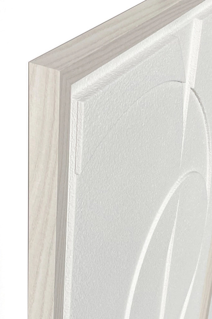 Quadro Hispanohogar in resina 3D con texture geometrica bianco 93x63x4