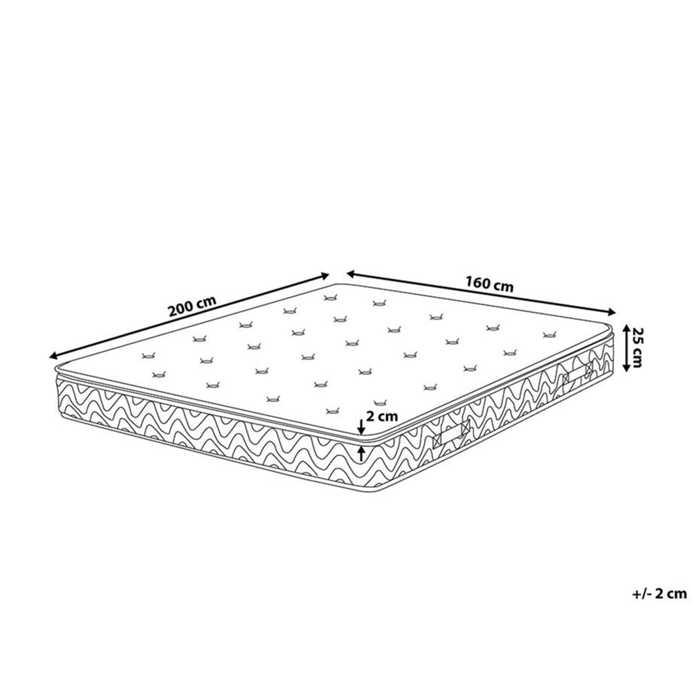 Materasso a molle insacchettate Tessuto di bambù bianco 160 x 200 cm5 zone Rivestimento sfoderabile medio rigido