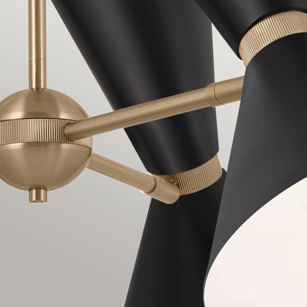 Sospensione Kichler Phix oro/nero con 3 paralumi 6xE27