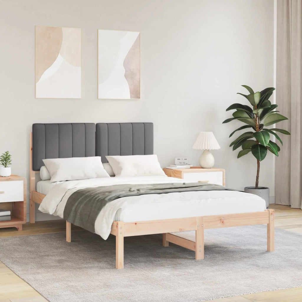 Letto con Testiera Rivestita Grigio Naturale e Scuro 878050