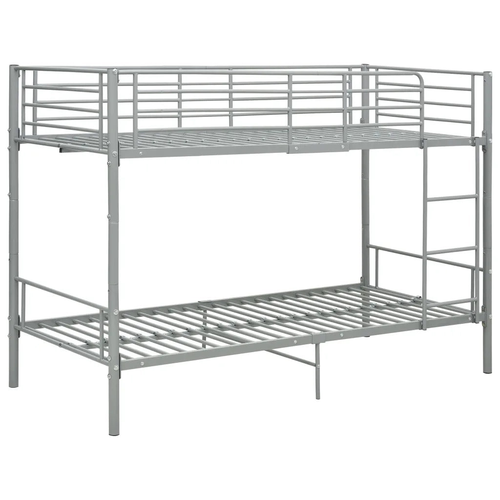 Letto da camera | Letto a Castello Grigio in Metallo 90x200 cm