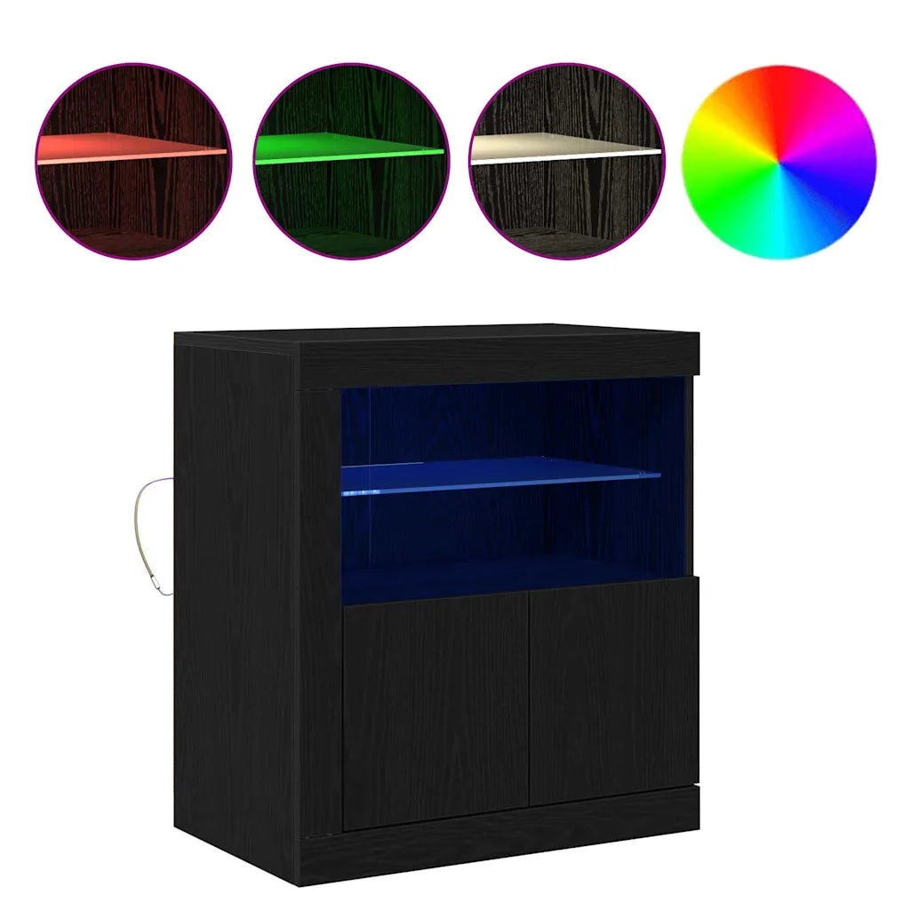 Madia LED Nero 60,5 x 37 x 67 cm Legno multistrato 863014