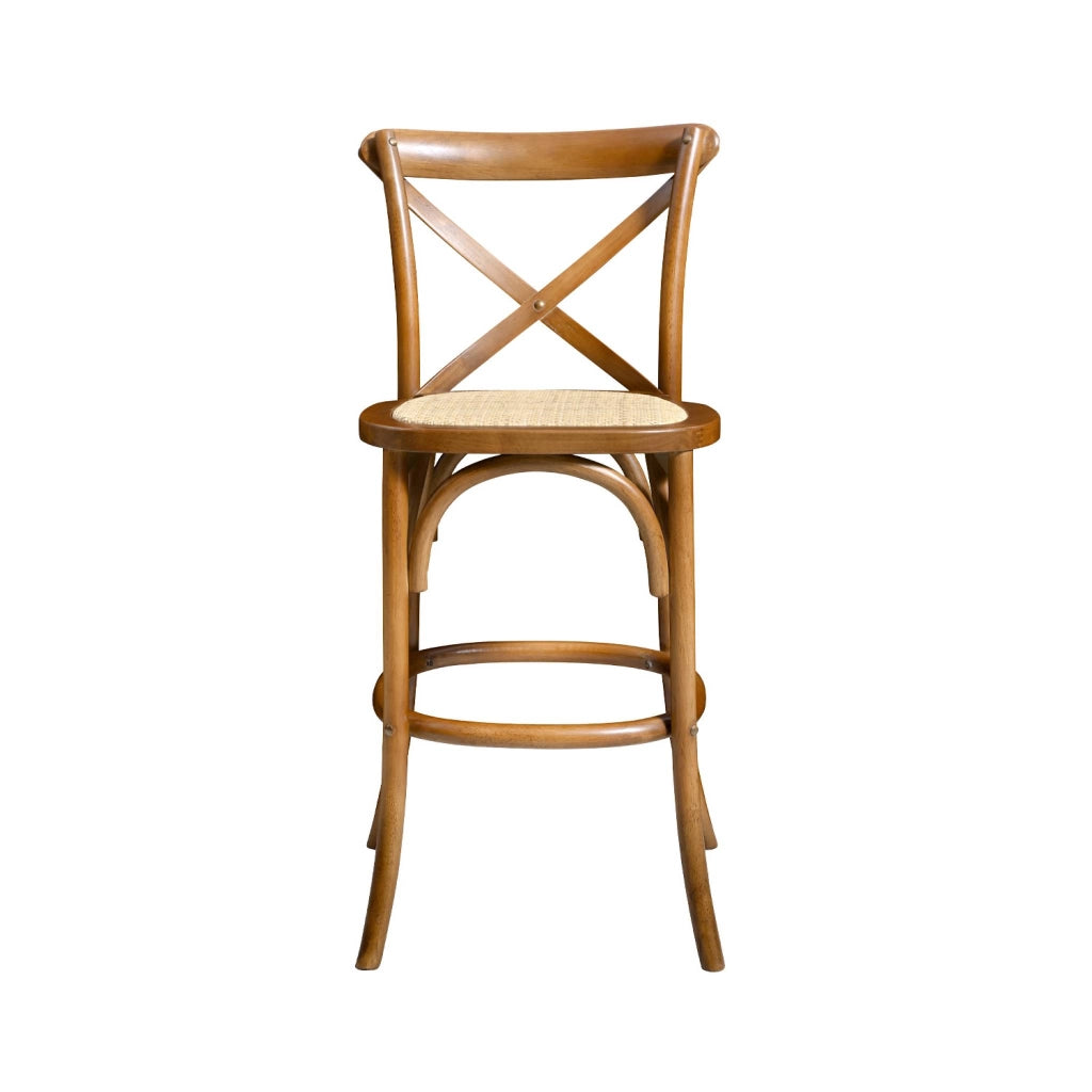 Set di 2 sgabello da bar bistrot vintage legno, noce