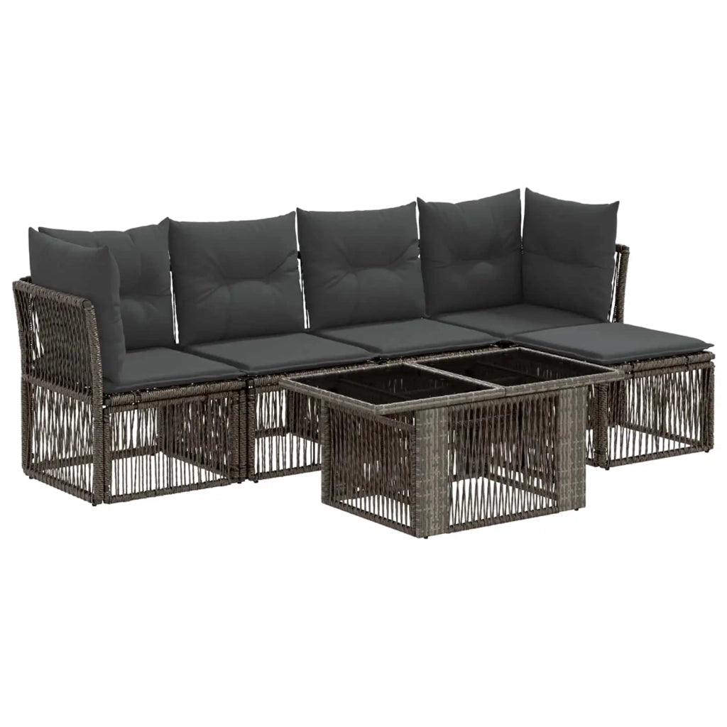 Set Divano da Giardino 6 pz Grigio polyrattan 3436460