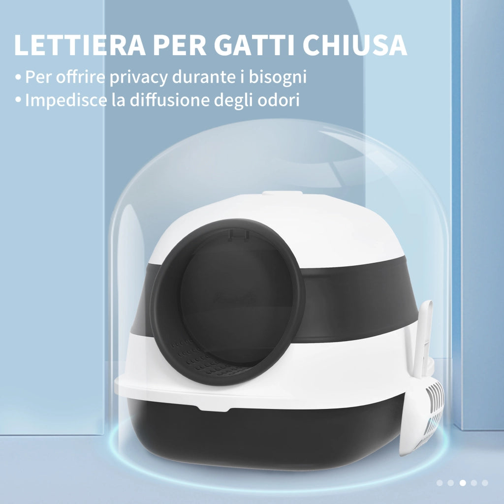 Lettiera per Gatti Chiusa ¨C Minimal ¨C 52x41x38 cm Bianca e Nera