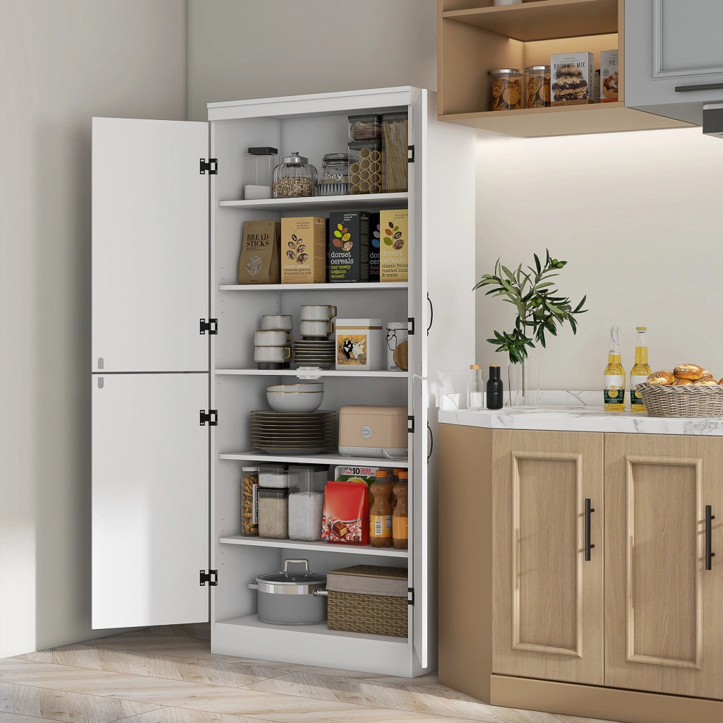 Credenza moderna con 4 ante e 6 ripiani ¨C Xylo ¨C Bianco 76x40x177 cm