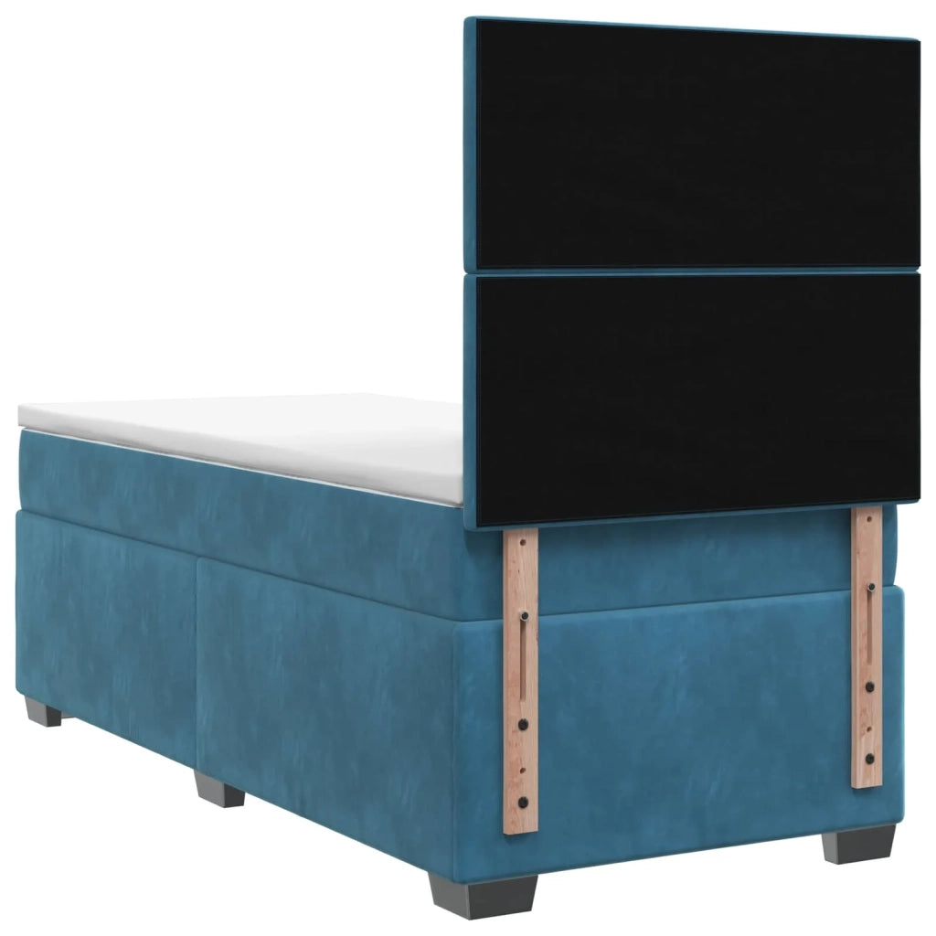 Letto box spring con materasso Blu 100 x 200 cm Velluto 3455052