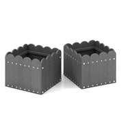 Set di 2 cassette fioriere quadrate con aperture di drenaggio, Vaso per piante HDPE resistente alle intemperie Grigio