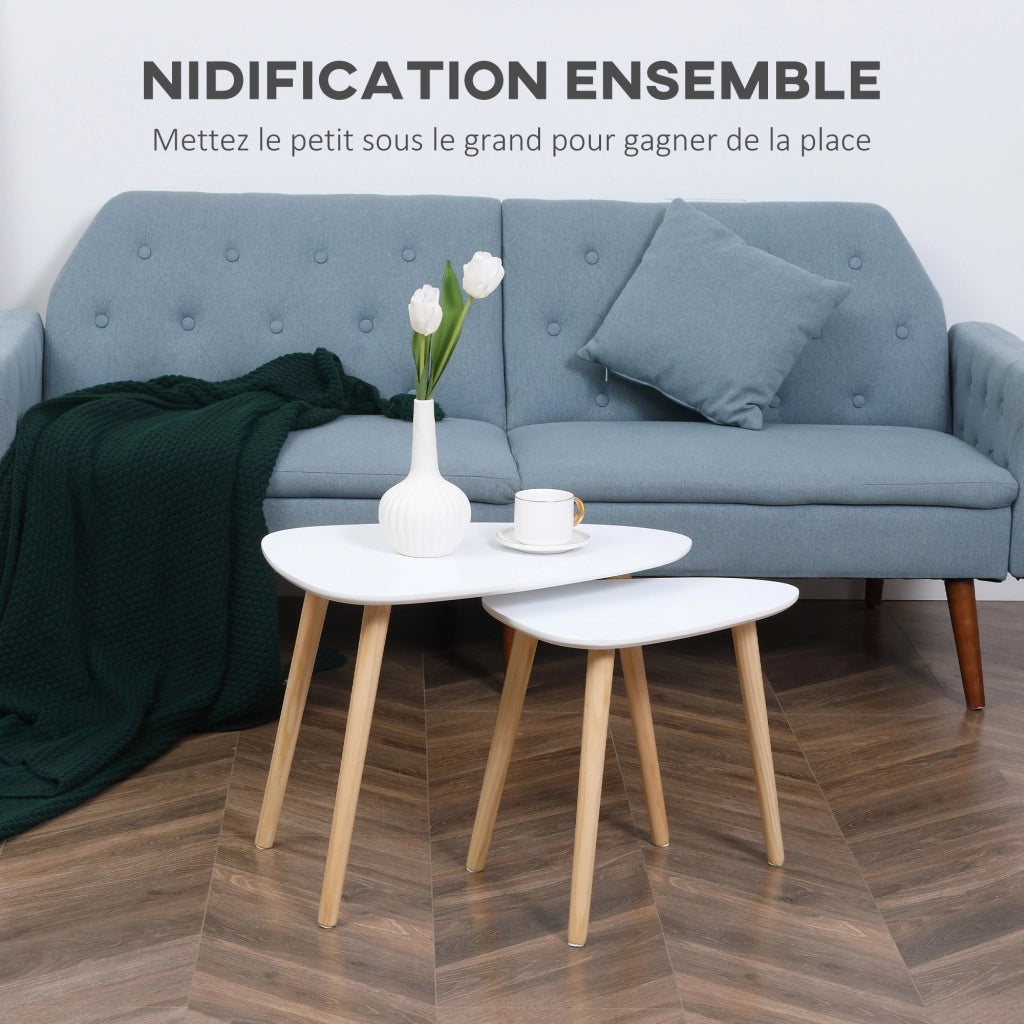 Tavolino da caff¨¨ design scandinavo ¨C Minimal ¨C bianco e legno