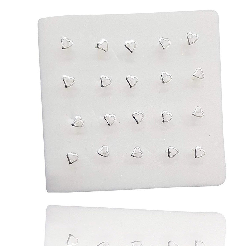 Trade Shop - Set 3 Pezzi Piercing Orecchini Naso 2.5 Mm Cuore Cuoricino Argento 925 Sterling -