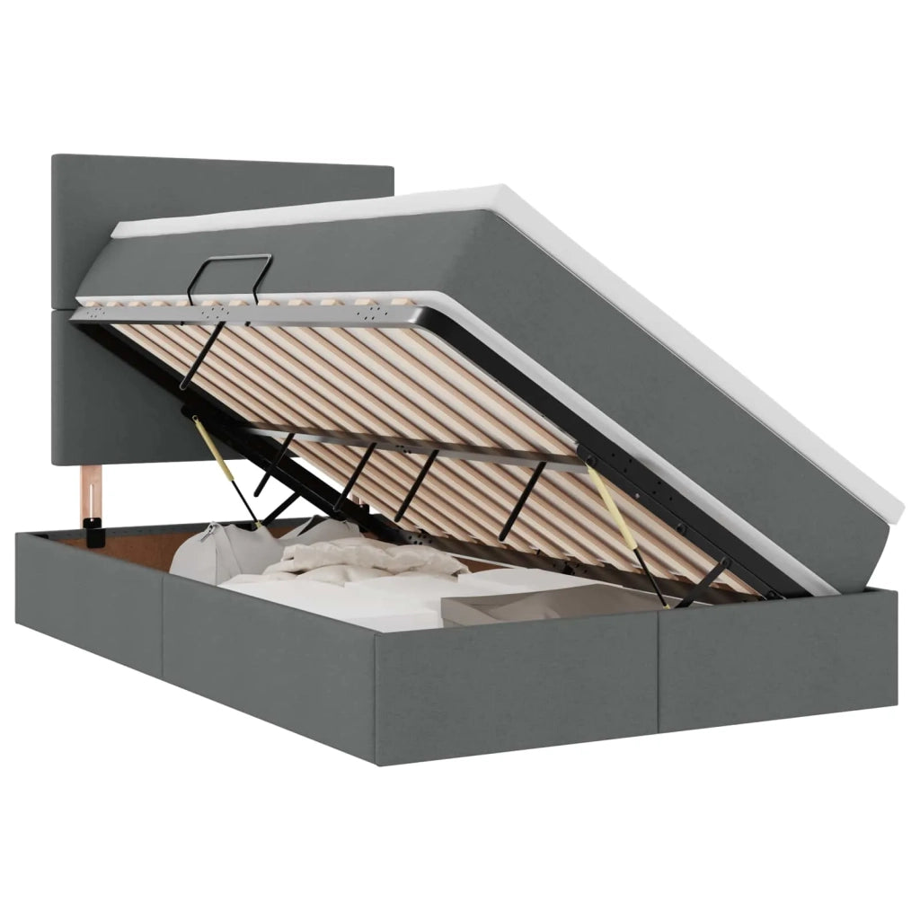 Letto con contenitore e materasso Grigio scuro 120 x 200 cm