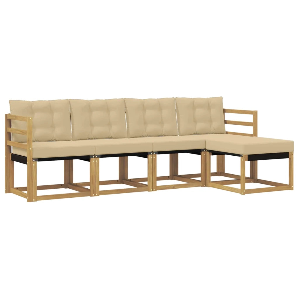 Set di divani da esterno 5 pz Bianco e Beige 3389371