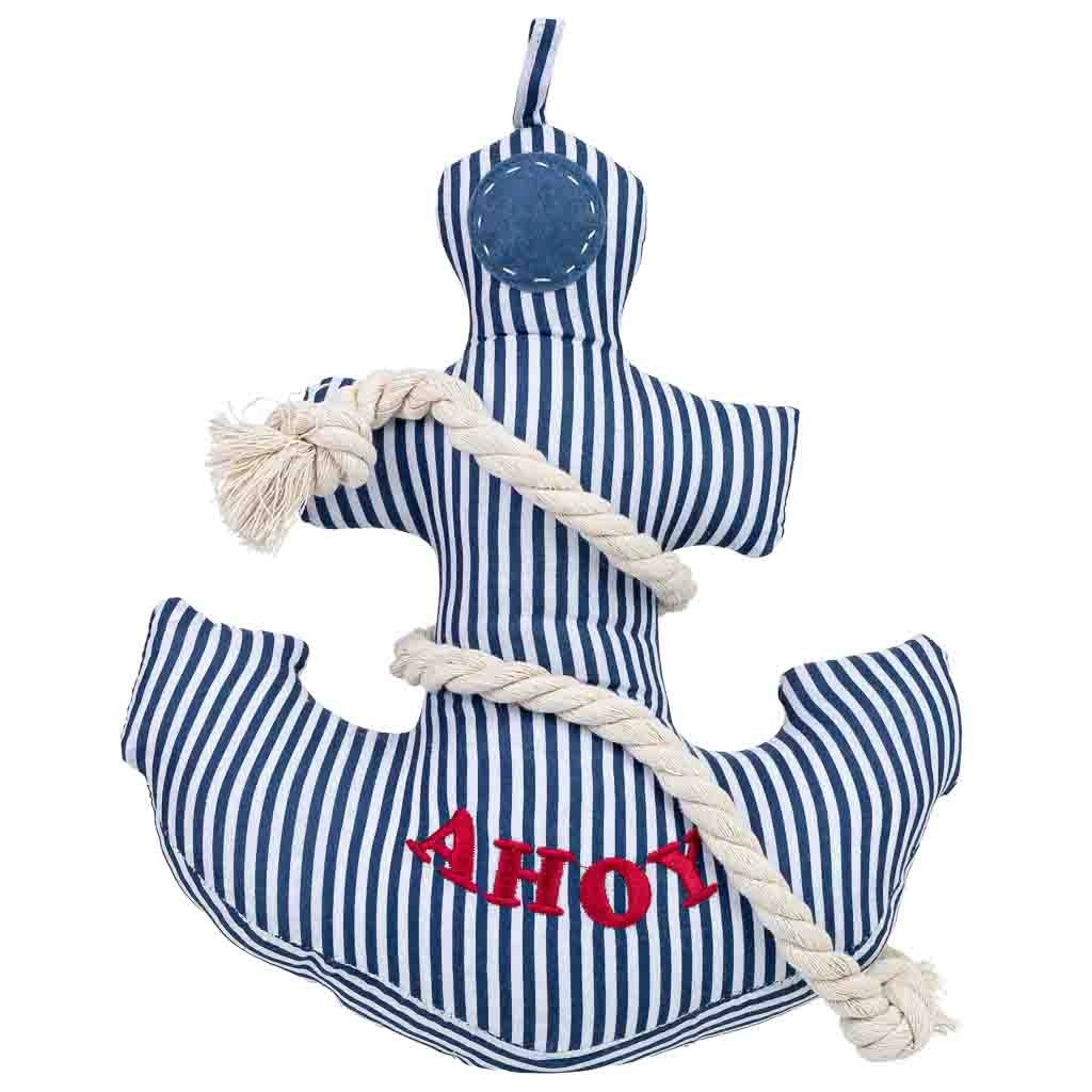 Fermaporta in cotone con ancora blu, 28x10x26h cm