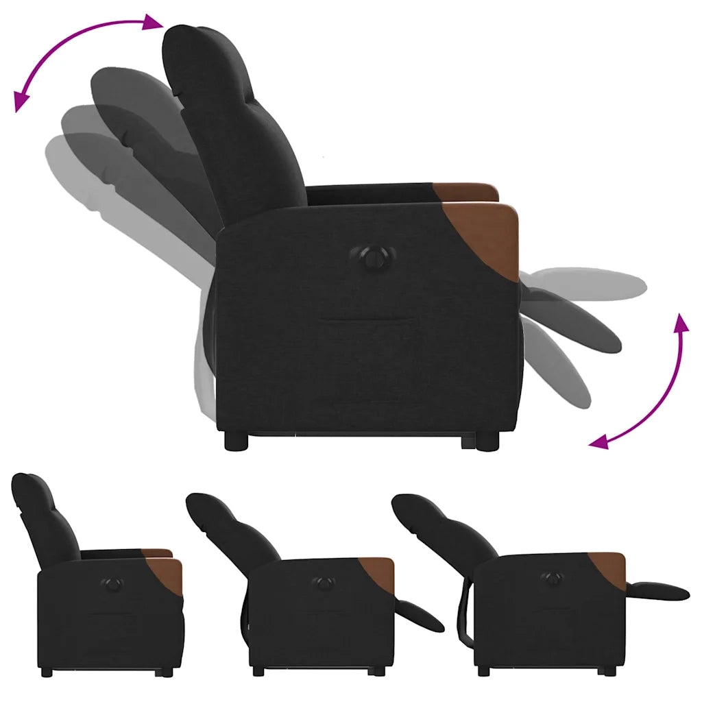 Poltrona Alzapersona Reclinabile Elettrica Nera in Tessuto 3324024