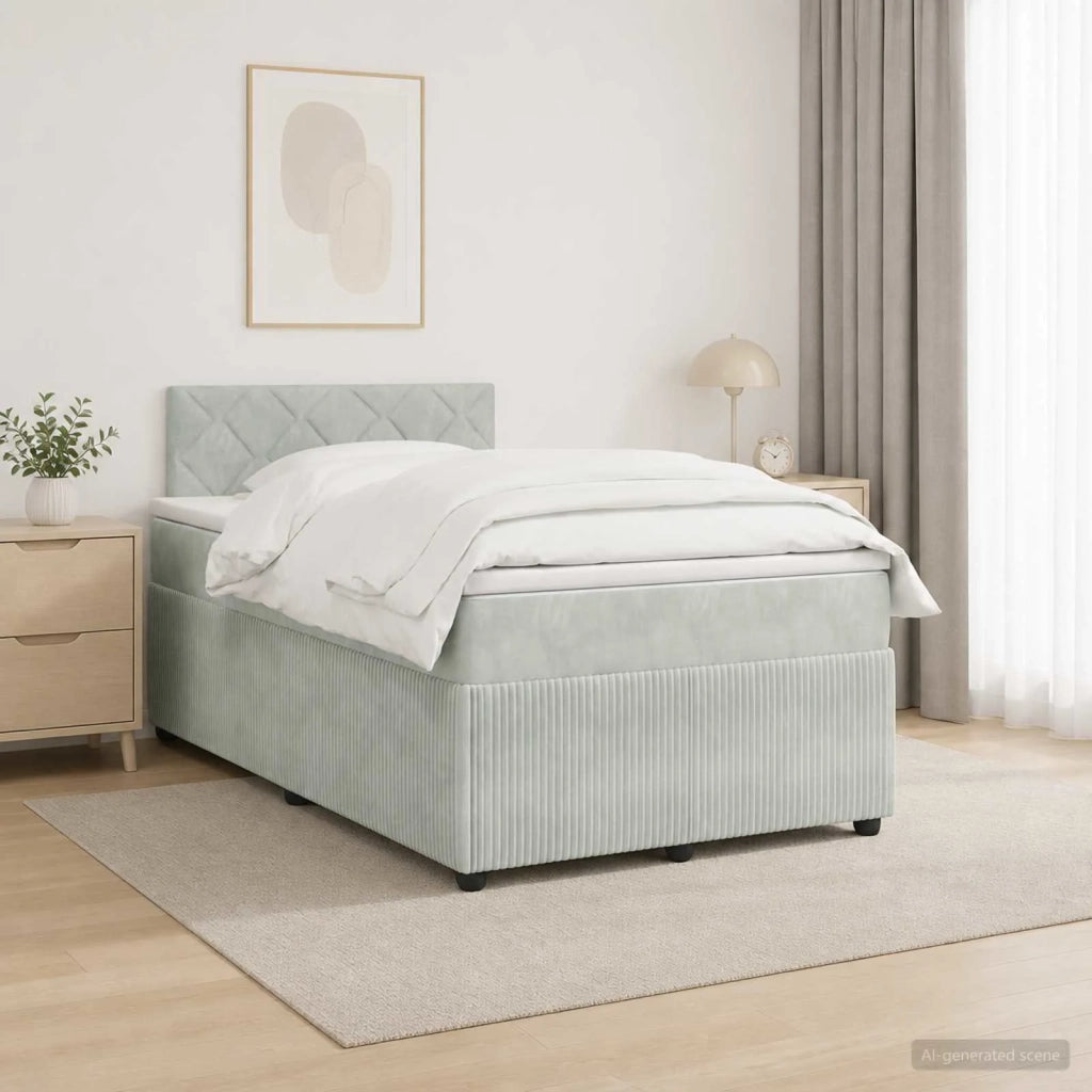 Letto box spring con materasso Grigio Chiaro 120 x 190 cm 3451643