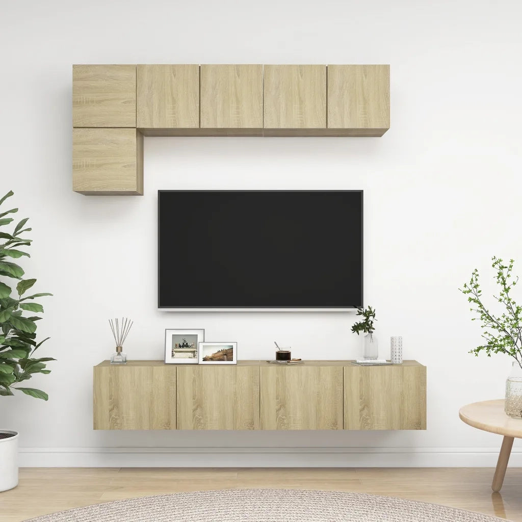 Set di Mobili TV 5 pz | Armadietto TV | Mobile Porta TV Rovere Sonoma in Legno Multistrato
