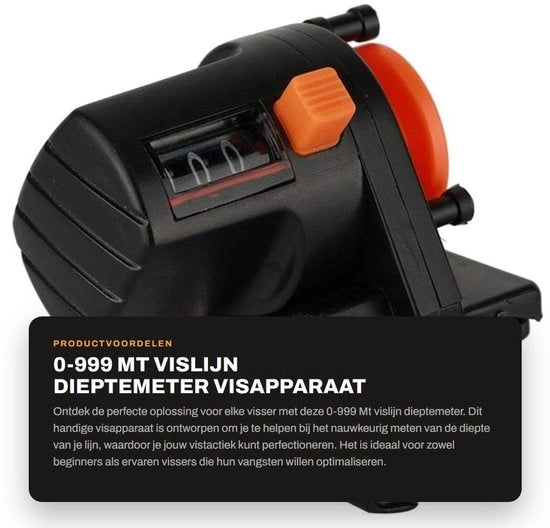 Misuratore di profondità 0-999 m - Contatore di filo di pesca - Misurazione bidirezionale - Resistente allo shock - Plastica - 60 x 55 mm - Misuratore di filo di pesca