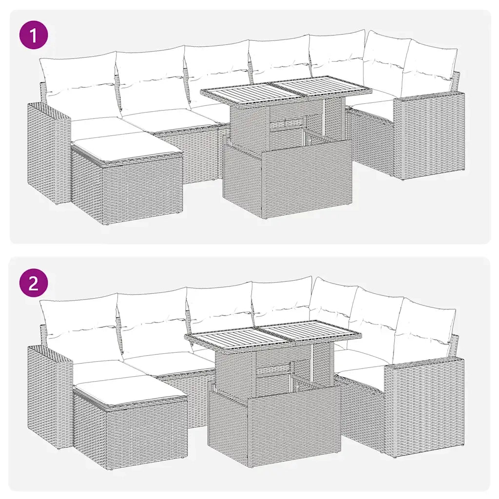 Set Divano da Giardino 8 pz con Cuscini Beige in Polyrattan 3327068