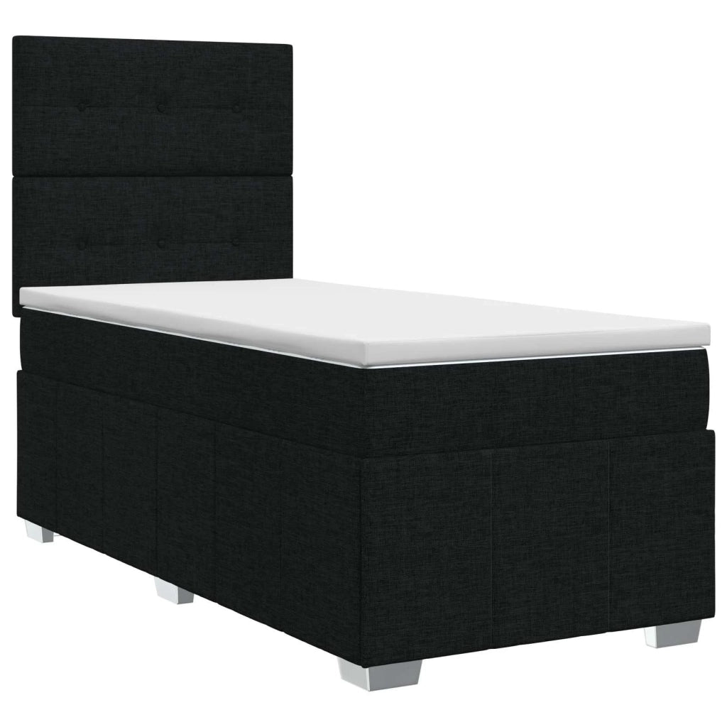 Letto box spring con materasso Nero 90 x 200 cm Tessuto 3454052
