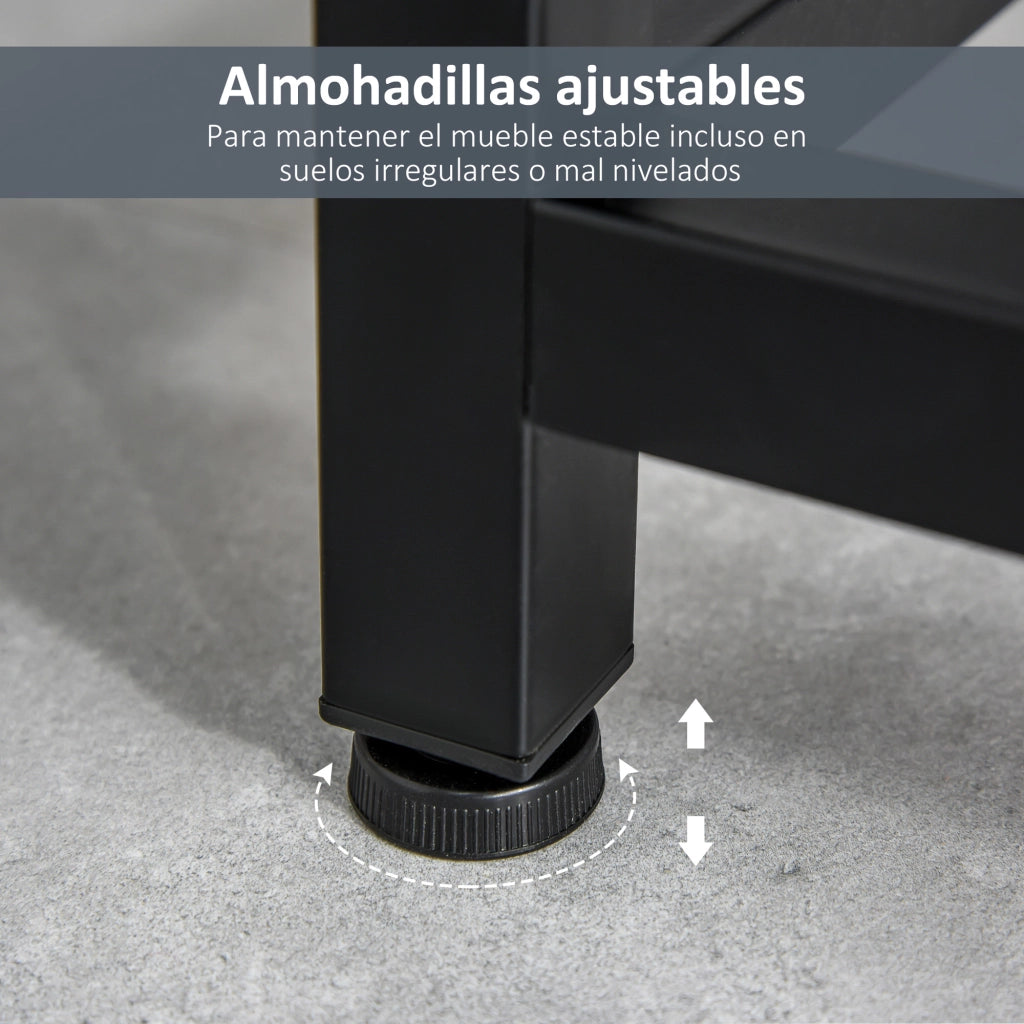 Consolle con 2 Cassetti e Gambe Regolabili ¨C Minimal ¨C Bianco e Nero 120x34x81 cm