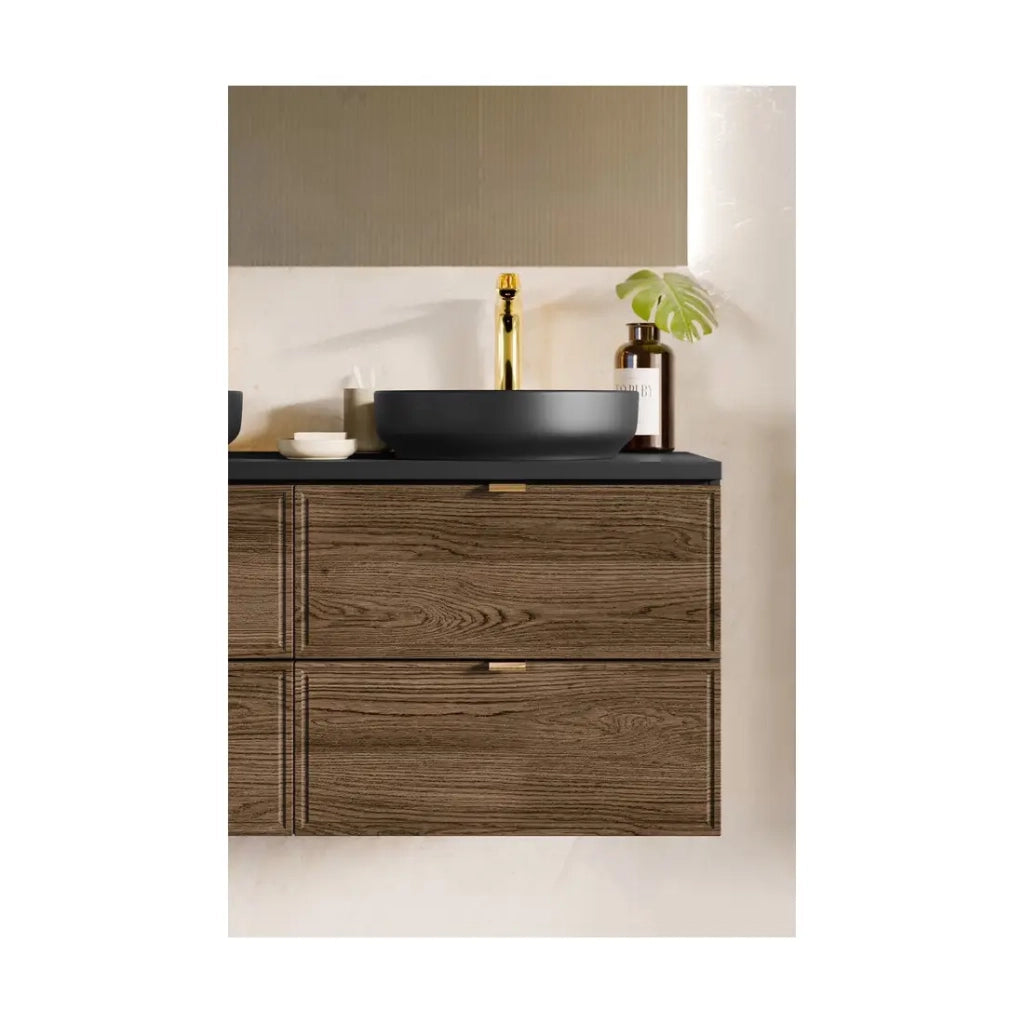 Mobile sotto lavabo SAVIA 60 cm marrone e nero – 2 cassetti – sospesi