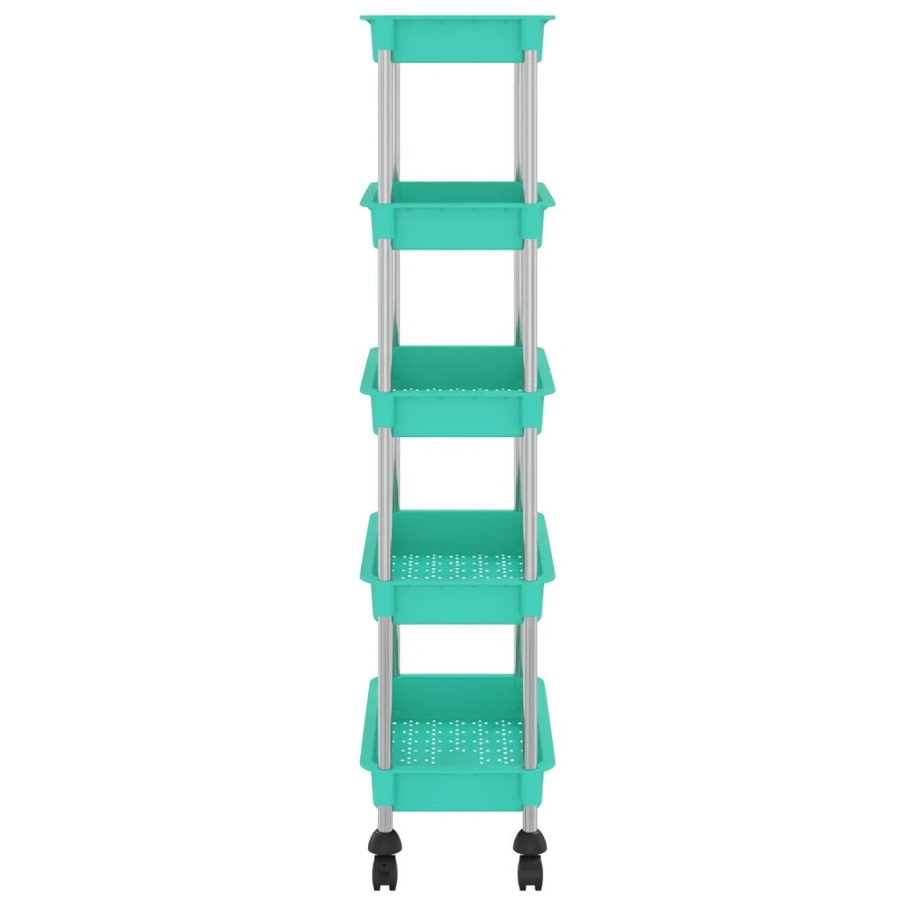 Carrello da Cucina 5 Ripiani Turchese 42x29x128 cm Ferro e ABS 336334