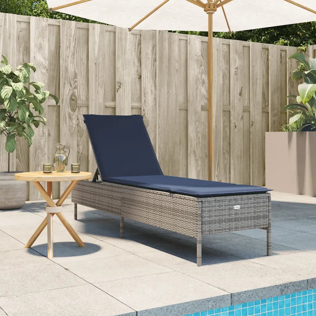 Lettino prendisole con Cuscino in Polyrattan Grigio 4002725