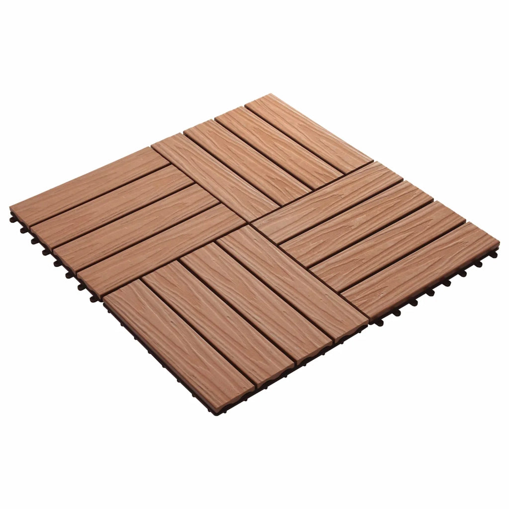 Piastrella per Decking 11 pcs Marrone Chiaro 30 x 30 cm WPC 42046679