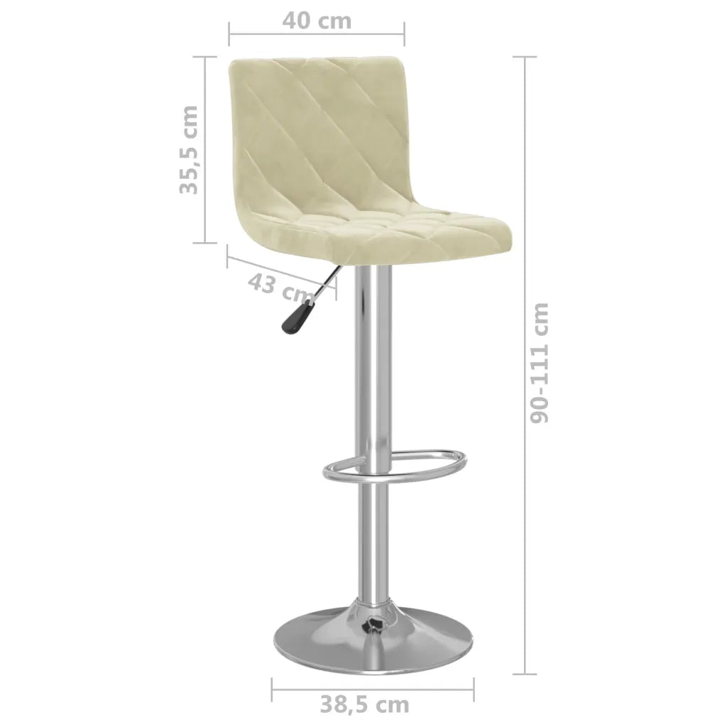 Sedie da Bar 2 pz Crema in Velluto 333686