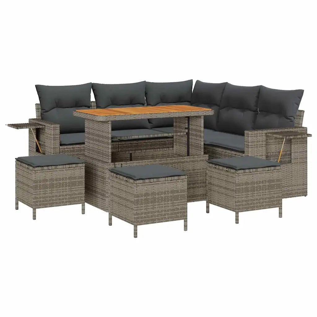 Set Divano da Giardino con cuscino 10 pcs Grigio polyrattan