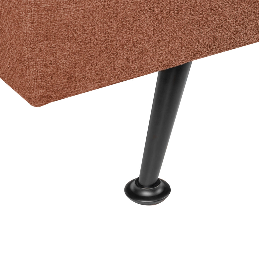 Divano Letto marrone dorato 3 Posti Imbottito Trapuntato Gambe In Metallo Click Clack