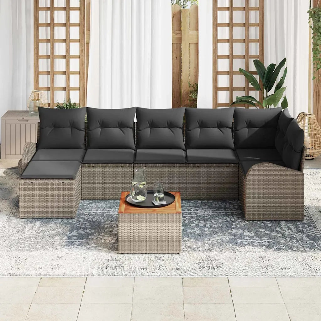 Set Divano da Giardino con cuscino 8 pcs Grigio polyrattan 3347608