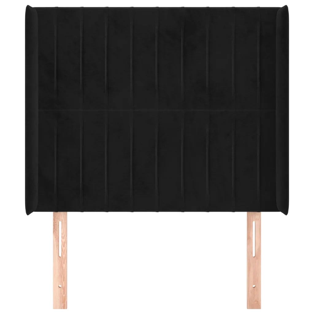 Testiera ad Orecchio-Testata con Orecchie Nera 103x16x118/128 cm in Velluto 558981