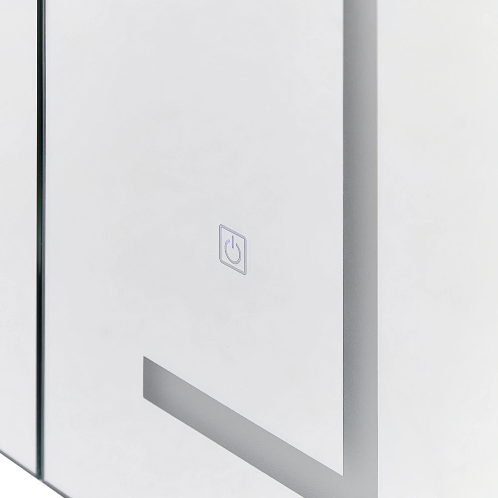Specchio da bagno in vetro nero e legno con LED 60 x 60 cm Design moderno