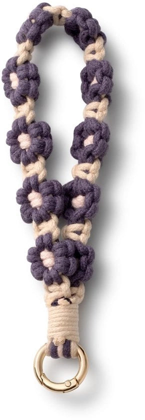 Maniglia a macramé per chiavi con fiori corti per donne boho