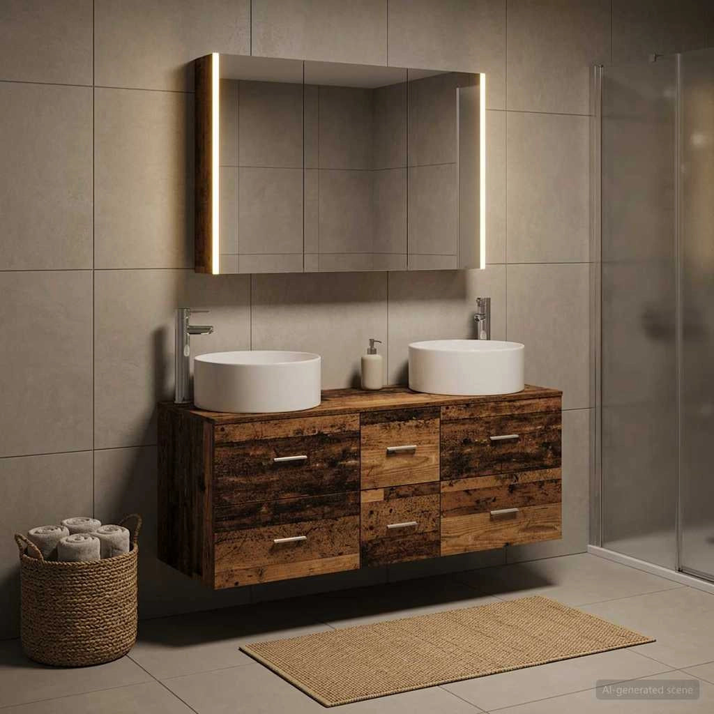 Set di mobili per il bagno 4 pz Legno antico 3407109